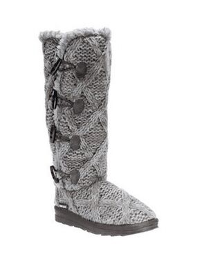 Muk Luks Felicity Cable Knit Gray Toggle Mid Calf Winter Boots - Women's Size 7